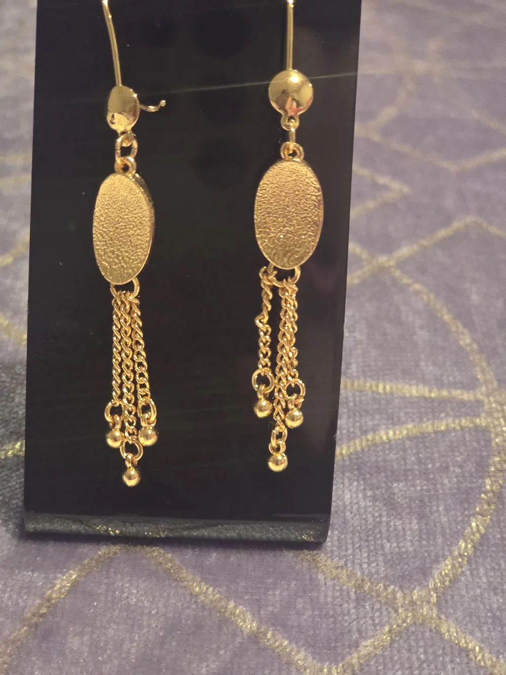 22 kgp Dubai Jewelry Gold Drop Chain Tassel Earrings - Elegant Women’s Jewelry